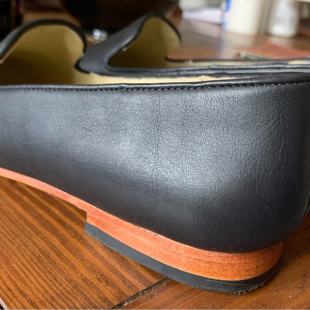 Nisolo Black Leather Loafers with Brown Accent